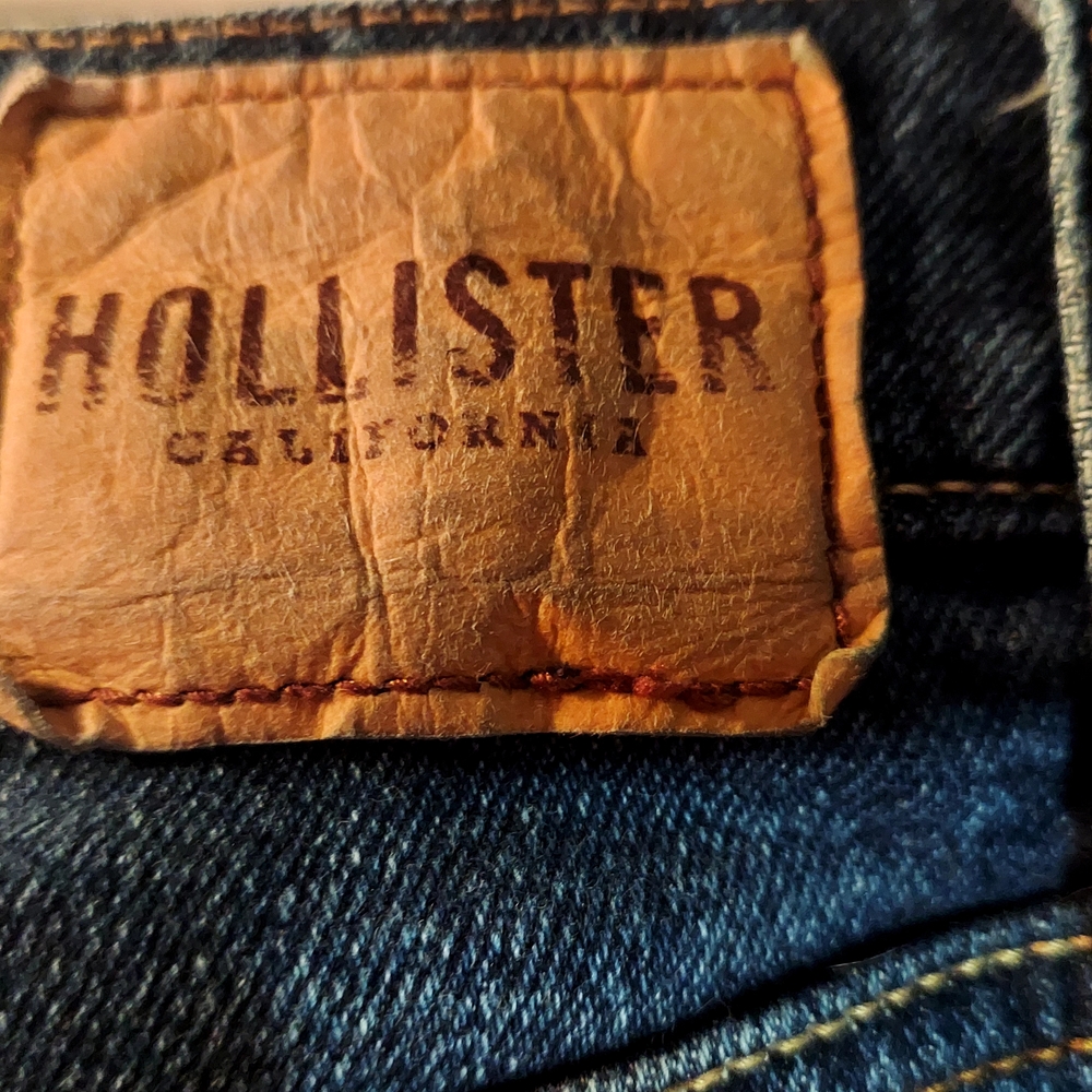 Hollister Blue Jeans with Vintage Leather Patch